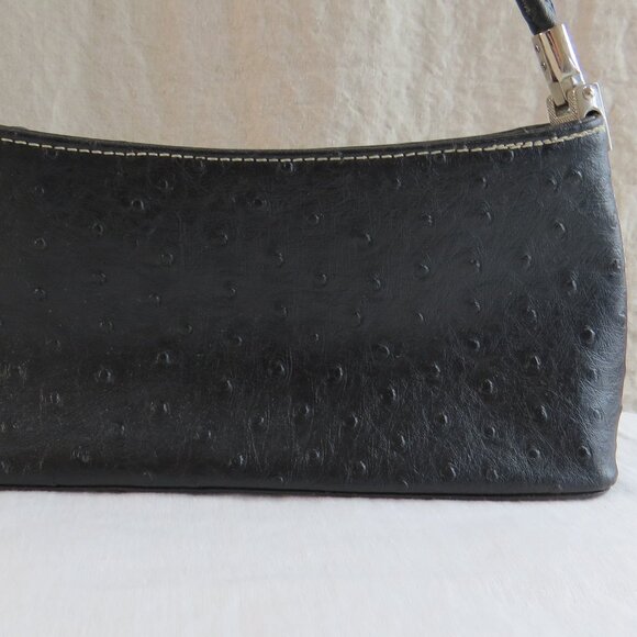 Unbranded Faux Ostrich Leather Purse Shoulder Bag Hand Bag Black 11 x 5 - Picture 2 of 8